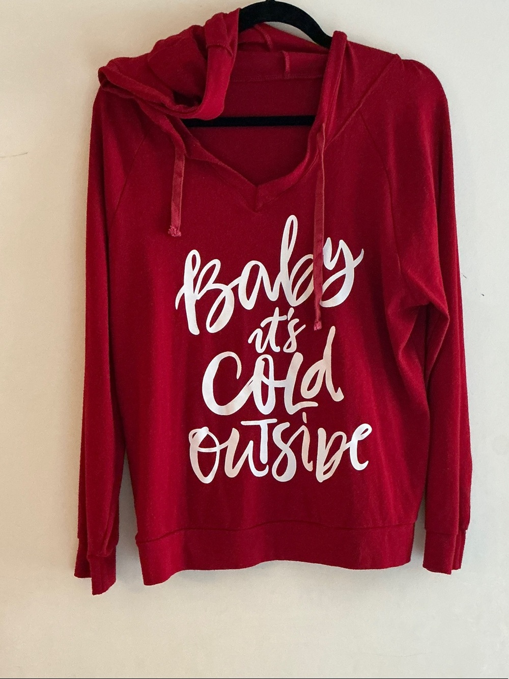 Red Hooded Sweatshirt - "Baby It's Cold Outside"